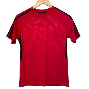 Adidas Boys Short Sleeve Dry Fit Athletic Fit Shirt Red Size Large